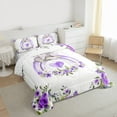 thumbnail image 3 of jejeloiu Watercolor Loves Rainbow Bedding Comforter Set,Wild Elephant Rustic Floral Twin Comforter Sets,Purple White Bedding Set For Kids,Ultra Soft Home Decor Reversible,2-Piece, 3 of 8