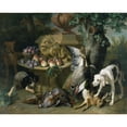 thumbnail image 2 of Alexandre François Desportes 14x12 Black Ornate Wood Framed Double Matted Museum Art Print Titled: Dogs, Dead Game and Fruit (1715), 2 of 5