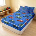 thumbnail image 3 of Erosebridal Cartoon Car Zipper Twin Comforter Sets with Fitted Sheet and 2 Pillowcases, Automobile Zipper Bedding Set, Light Blue, Navy Reversible, 3 of 7