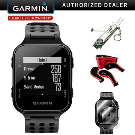 Garmin Approach S20 GPS Golf Watch, Black + S20 Screen Protector (2-Pack) + 7-in-1 Multi-Function Golf Tool + Neoprene Zippered Headcover for Golf Club Iron Head Covers Set + 1 Year Extended (Best Golf Irons Last 5 Years)