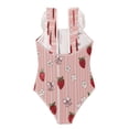 thumbnail image 2 of Girls Ruffled One Piece Swimsuit Summer Beach Vacation Swimwear Tank Swimsuit Strawberry and Flower, 2 of 8