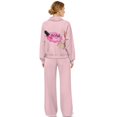 thumbnail image 6 of Renewold Bad Fast Nails Print Sweatsuits for Women Set, Sweet Casual Style 2 Piece Outfits Sweatshirts and Wide Leg Pants Tracksuit Sets Womens Comfiest Airport Outfits, Pink, L, 6 of 7