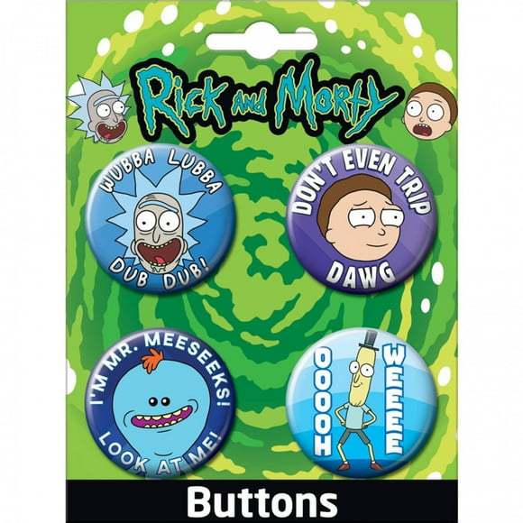 Rick and Morty Personnages Zany Ensemble de 4 Boutons