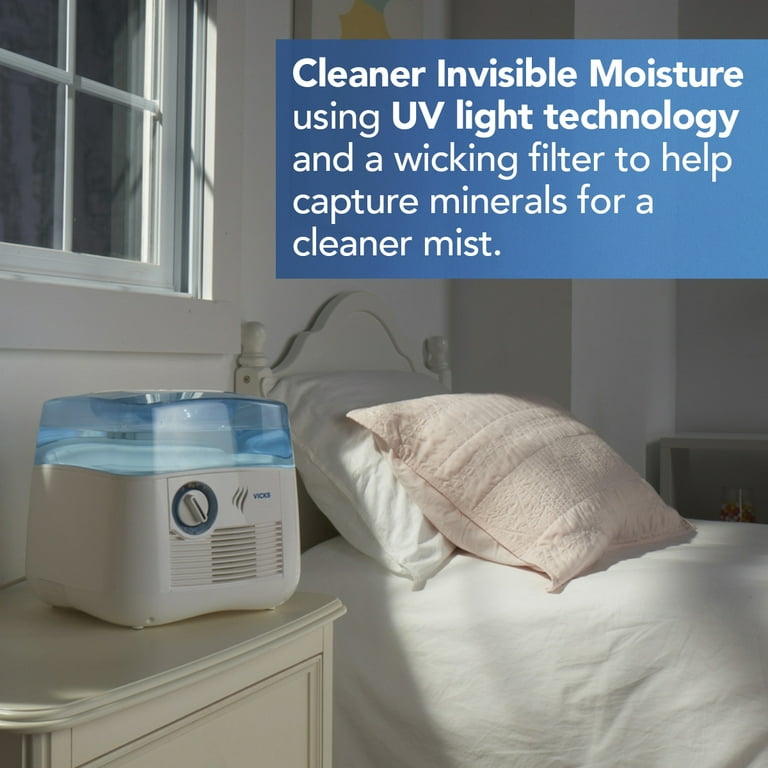 Vicks 1 gal Cool Mist Humidifier for Bedroom, UV Technology