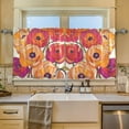 thumbnail image 2 of Yayeee Kitchen Curtains Tier Set of 2 Light Filtering 57"x24" Over Sink Window Panels, Orange Hand Drawn Floral, 2 of 7