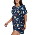 thumbnail image 2 of Naloa Sea Creatures Women's Short-Sleeved Pajama Set, Loungewear, Summer pajamas, Breathable Cozy - 4X-Large, 2 of 9