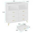 thumbnail image 4 of TROPOW Dresser for Bedroom with LED Lights and Power Outlet, Baby Changing Table Dresser with 6 Drawers, 2 Open Storage Shelves, Baby Dresser with Changing Table Top,White, 4 of 9
