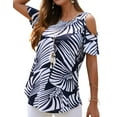 thumbnail image 5 of Hibeli Women Floral Paisley Print Summer T Shirts Cold Shoulder Tunic Top Blouse, 5 of 7
