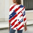 thumbnail image 5 of 250th Anniversary USA Shirts for Women 3/4 Sleeve Tshirts Casual Red White and Blue Print Pullover Independence Day Patriotic Tops 4th of July Celebration Party V Neck Blouses Red XL, 5 of 5