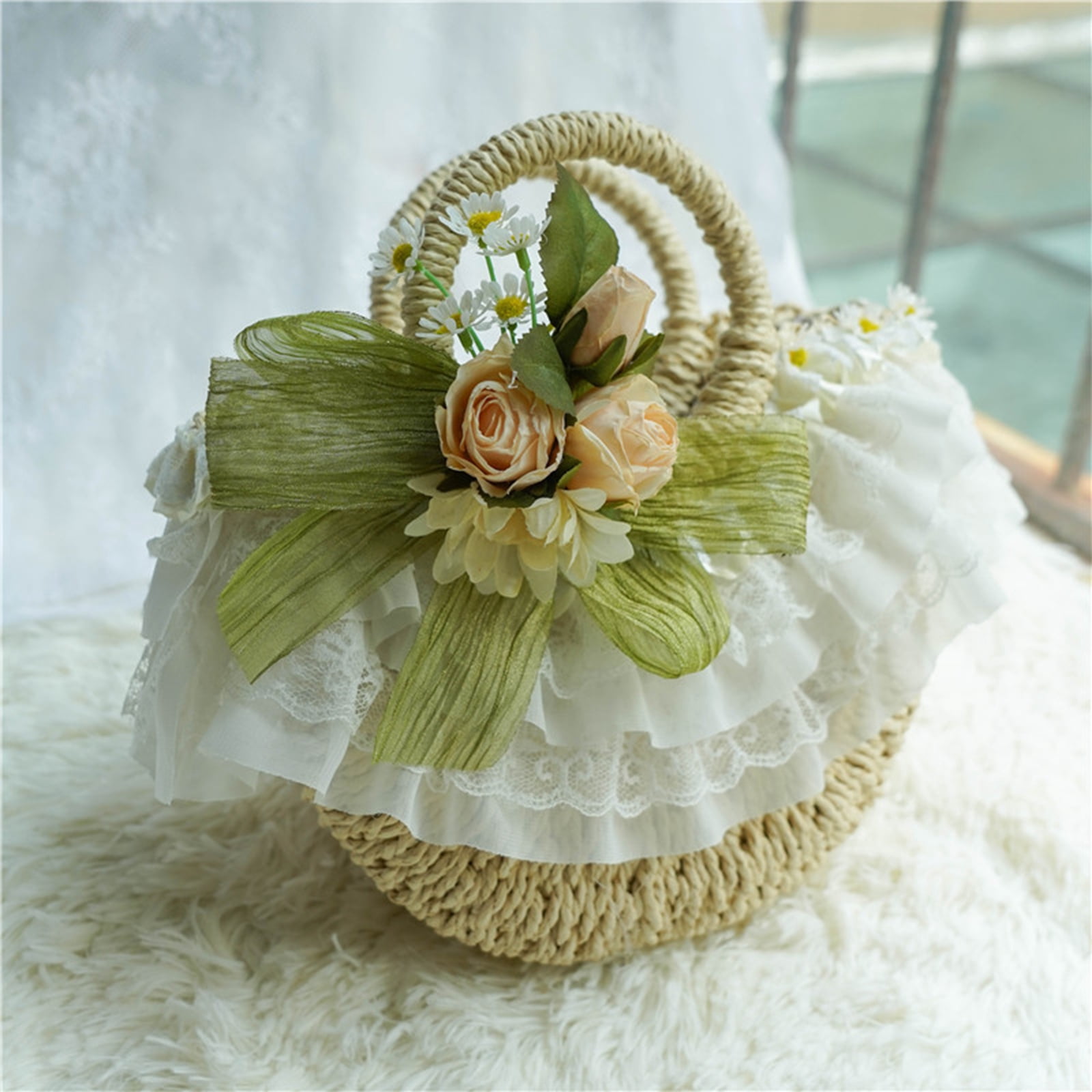 Teas Party Sun Hat Lace Fascinators For Women Lolit Straw Hat Victorian Bonnet Victorian Headdress Flower Straw Hat