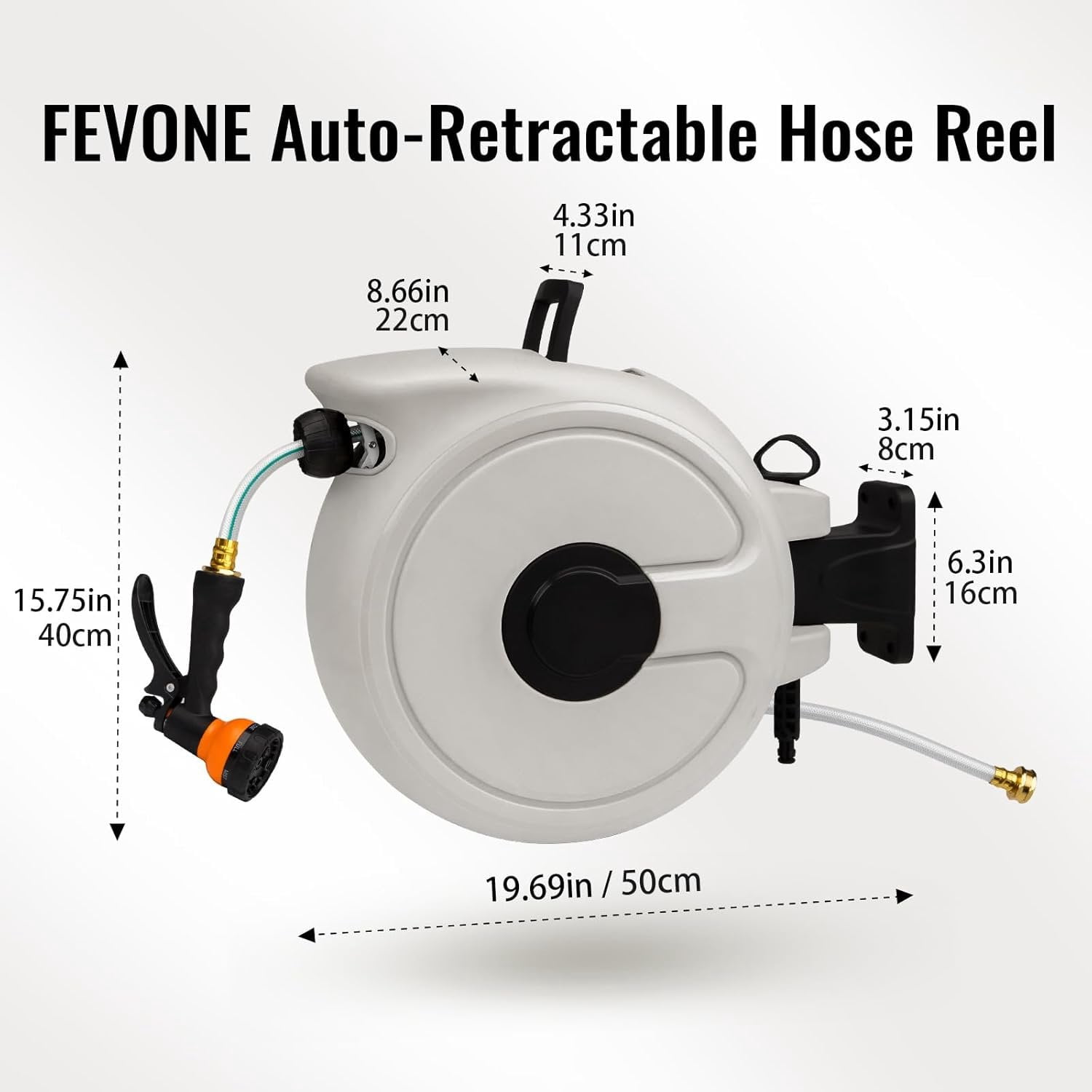 Retractable Garden Hose Reel 100 ft, Smooth Auto Rewind, No-Kink & No Jam, Wall Mounted with 180? Swivel, Easy Install Heavy Duty Hose Reel for Garden & Yard