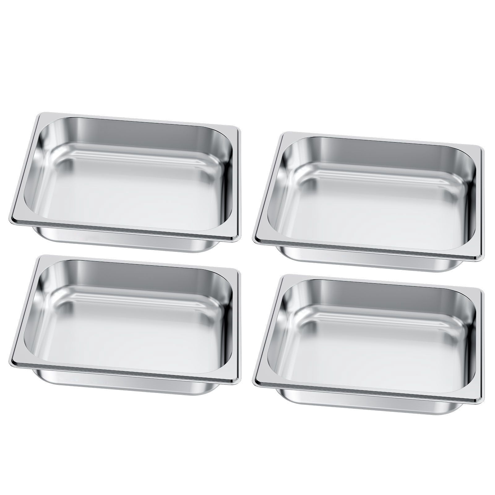 Stainless Steel Hotel Pan 1/2 Size 2.5 Inch Deep 4-Pack 22 Gauge for Catering Buffet
