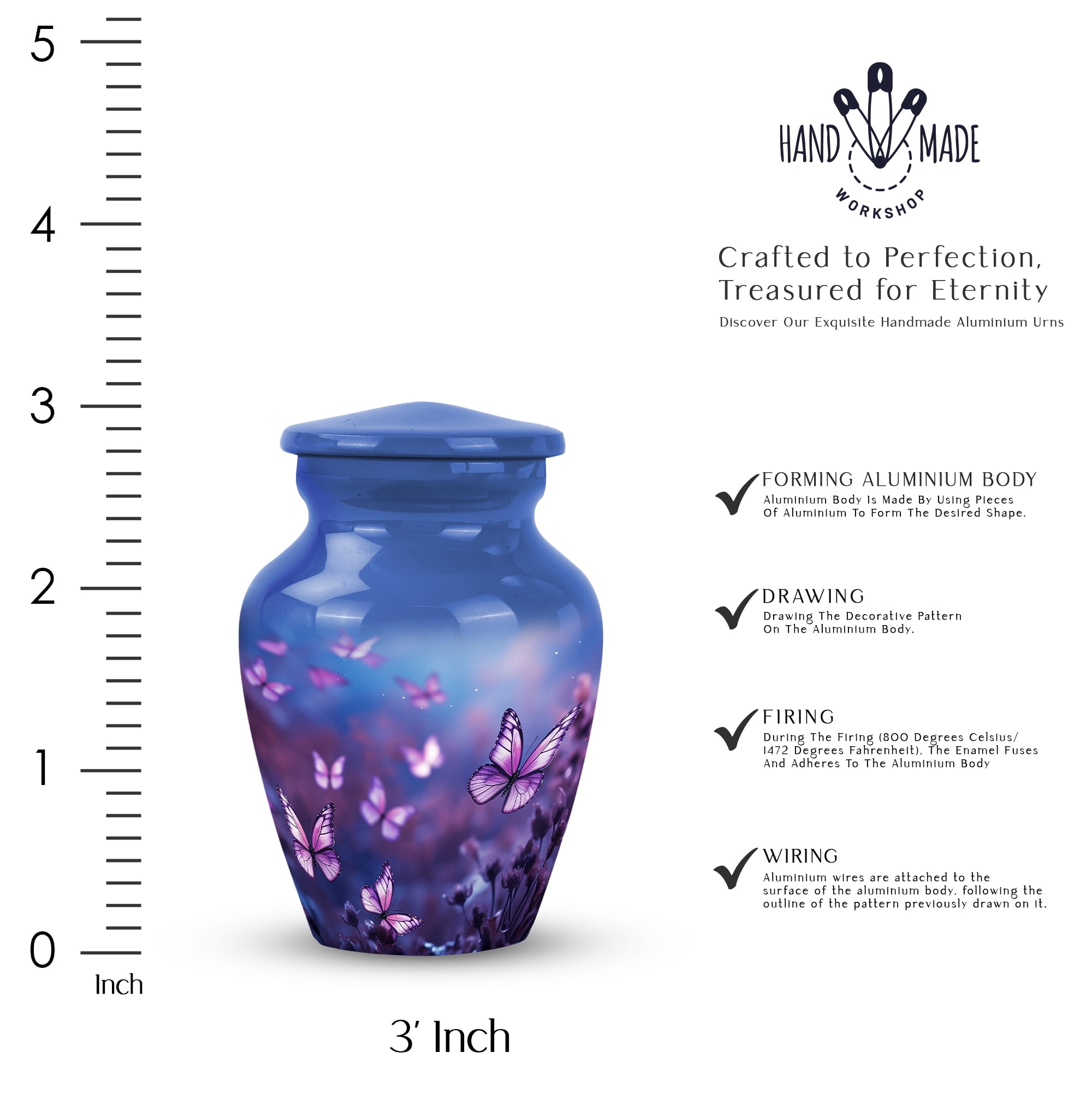 Urns For Women Human Ashes - Cremation Urn Human Ashes - Purple Urns - Butterfly Urn - Funeral Cremation Urns For Ashes - Cremation Urns For Adults - Memorial Keepsake (Size -3Inch,2Pcs)