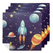 FACANNAP Rocket Ship Napkins for Outer Space Themed Birthday Party Decorations 2 PCS