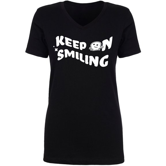 Keep On Smiling Womens V-Neck T-Shirt
