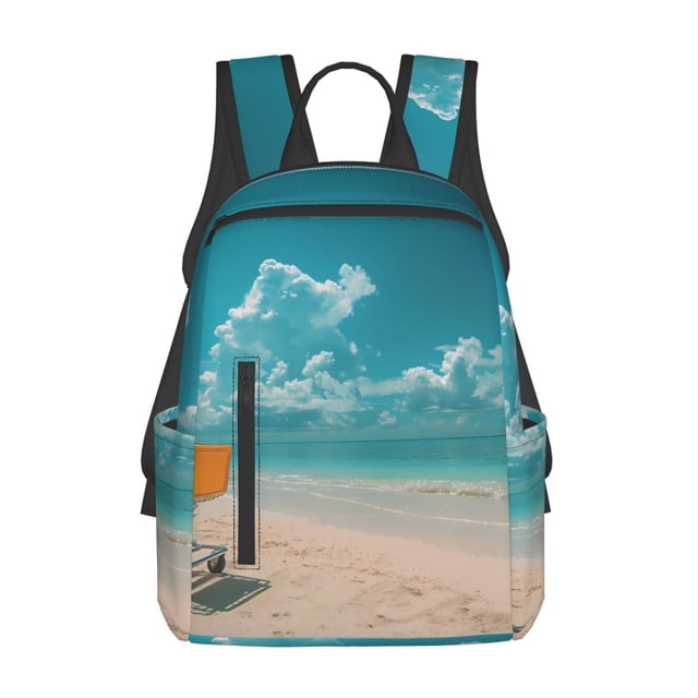Balery Shopping Cart On Tropical Beach Mochila ligera para hombre y mujer: duradera e impermeable, ideal para la escuela, el trabajo, viajes y uso diario.
