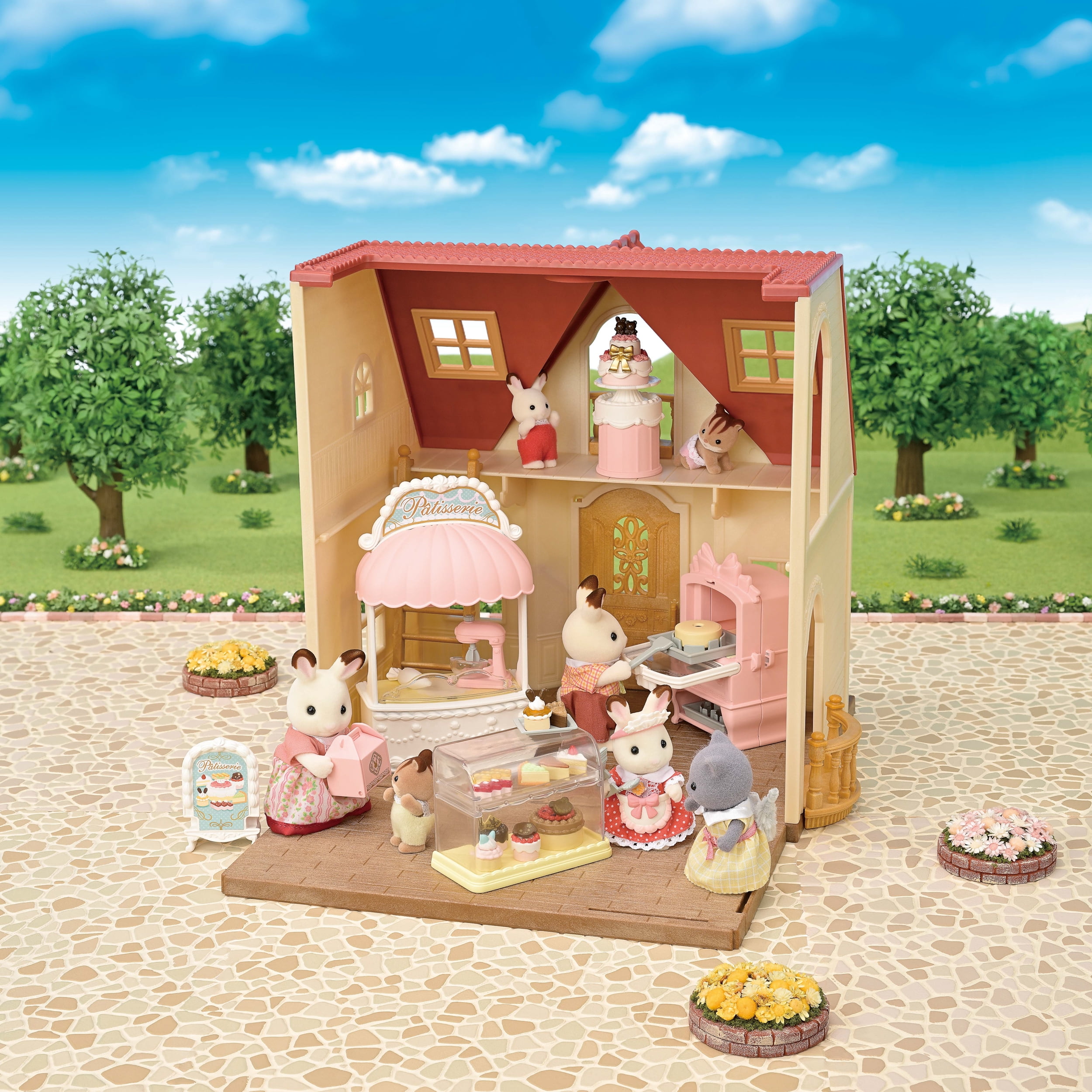Calico Critters Village Cake Shop Starter Set, Dollhouse Playset with Furniture and Accessories