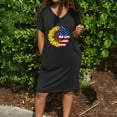 thumbnail image 3 of Wycnly 4th of July Dresses for Women Independence Day Fashion Patriotic Graphics Pocket Tunic Midi Dresses Short Sleeve V-Neck Sunflower USA Flag Print Summer Knee-Length Formal Dress Black xl, 3 of 4