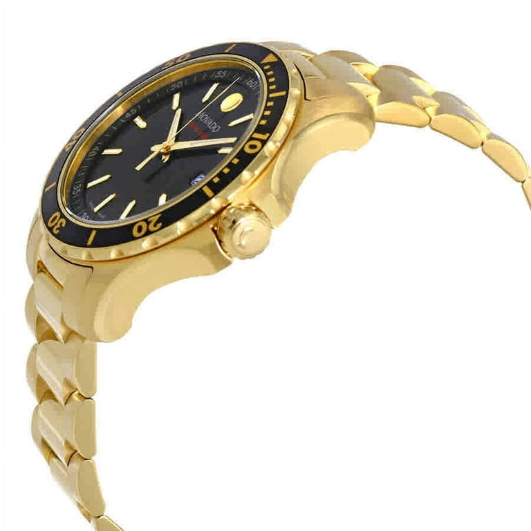 Dial PVD Gold Yellow Series 800 Watch Men\'s Black 2600145 Movado
