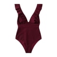 thumbnail image 2 of Neinkie Women One Piece Swimsuit V-Neck Ruffle Bathing Suit Padded Monokini, 2 of 7