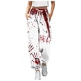 thumbnail image 4 of Women Pants Comfortable Soft Breathable Leggings Fashion Halloween Bloodstain Printed Casual Pants, 4 of 4