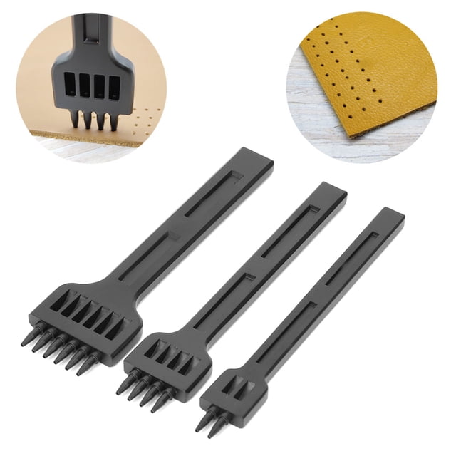 3Pcs 2/4/6 Prong Chisel Steel DIY Sewing Leather Craft Hand Hole Punch Tool 4mm