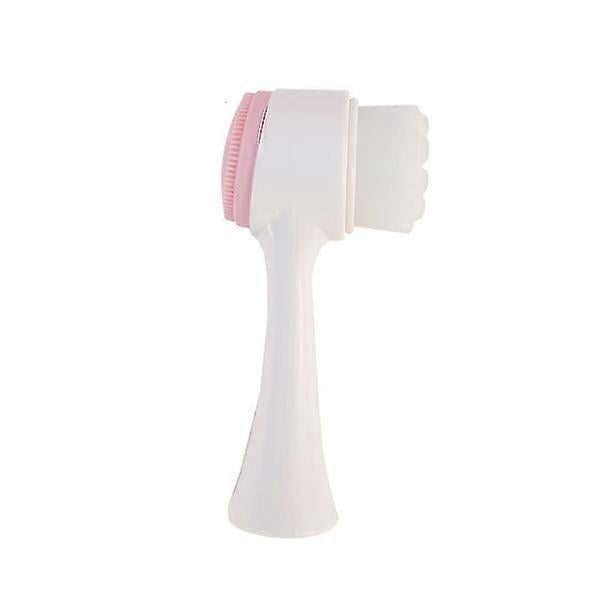 Buff and Cleanse Brush, Double-Sided Facial Exfoliating Brush, Soft Silicone Bristles Exfoliate and Cleanse