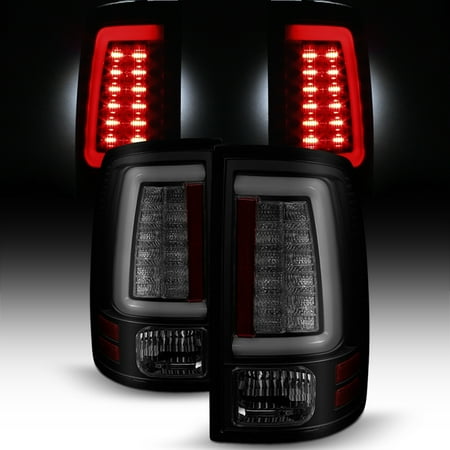 - Fits 09-18 Dodge Ram 1500 2500 3500 Black Smoked LED Tube Tail Lights Brake Lamp