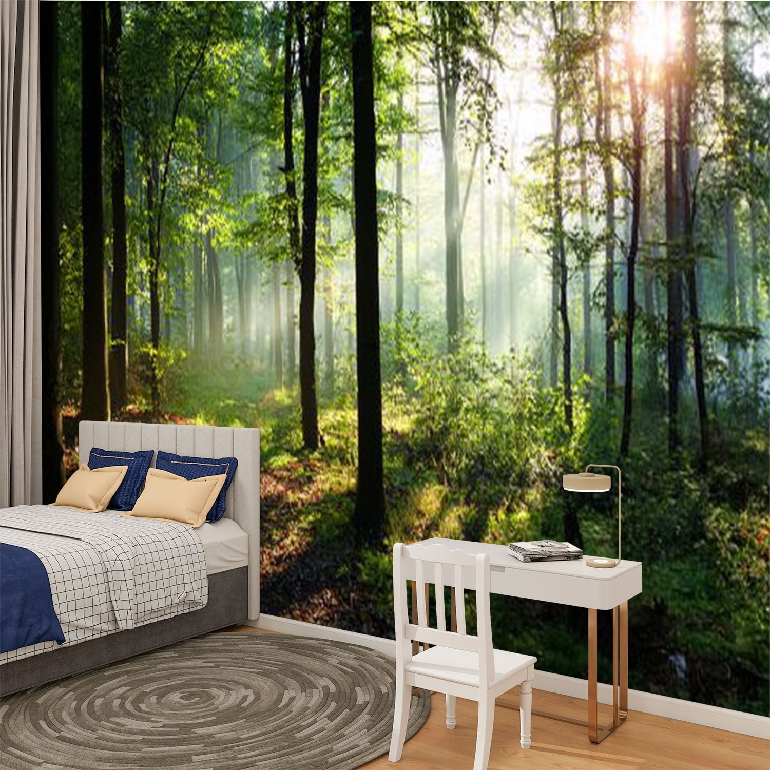 Peel and Stick Wallpaper Morning forest Modern Art Wall Mural Decor Self Adhesive and Removable 100in x 144in