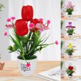 thumbnail image 3 of Neinkie Artificial Flowers in Pot Decor Flower Bright-Light Tulip Flower Bonsai Plants Flowers In Pot Table Centerpieces Dinning Room Table Kitchen Decoration, 3 of 6