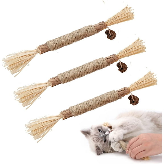 SPRING PARK Catnip Toys, Cat Toys for Indoor Cats, Kitten Teething Chew Toy for Aggressive chewers, Catnip Chew Sticks Calm Cat Anxiety and Stress,3 Packs