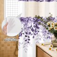 thumbnail image 3 of No Hook Shower Curtain, Purple Shower Curtains for Bathroom with See Through Top Window, Eucalyptus Leaves Waterproof & Washable Bath Curtain Extra Long 72"x84", 3 of 9