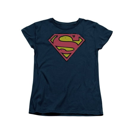 Superman DC Comics Superhero Rough Classic S Shield Logo Women's T-Shirt Tee