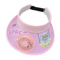 thumbnail image 4 of Sombrero de visera con ventilador de dibujos animados 3 niveles de velocidad del viento sombrero de playa de verano para niños Rosa, 4 of 8