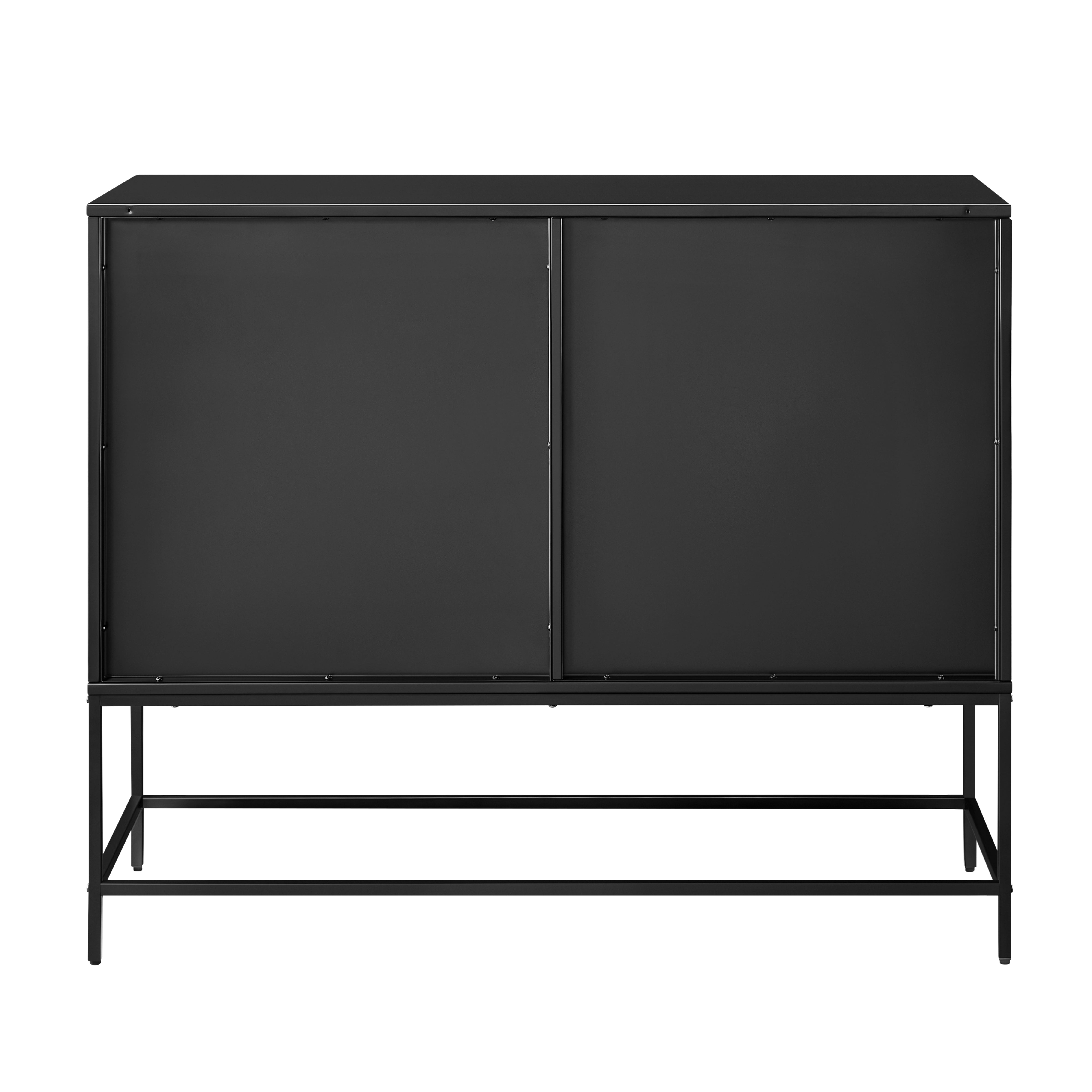 Mainstays Metal and Fluted Glass Bar Cabinet, Black Finish