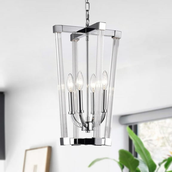 Warehouse of Tiffany HM083/4 Tamise 11.8 in. 4-Light Indoor Chrome Finish Pendant Lamp with Light Kit