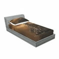 thumbnail image 3 of Fantasy Bedding Set with Sheet & Covers, Fantasy Castle on Top of the Cliff with Thunder Supernatural Place Fiction Print, Printed Bedroom Decor 2 Shams, 4 Sizes, Orange Brown, by Ambesonne, 3 of 3