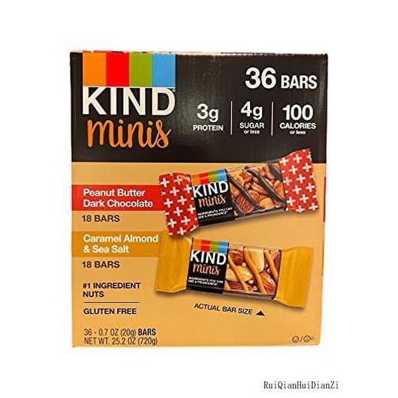 Kind Minis, 18 Peanut Butter Dark Chocolate, 18 Caramel Almond & Sea Salt, 36 Bars