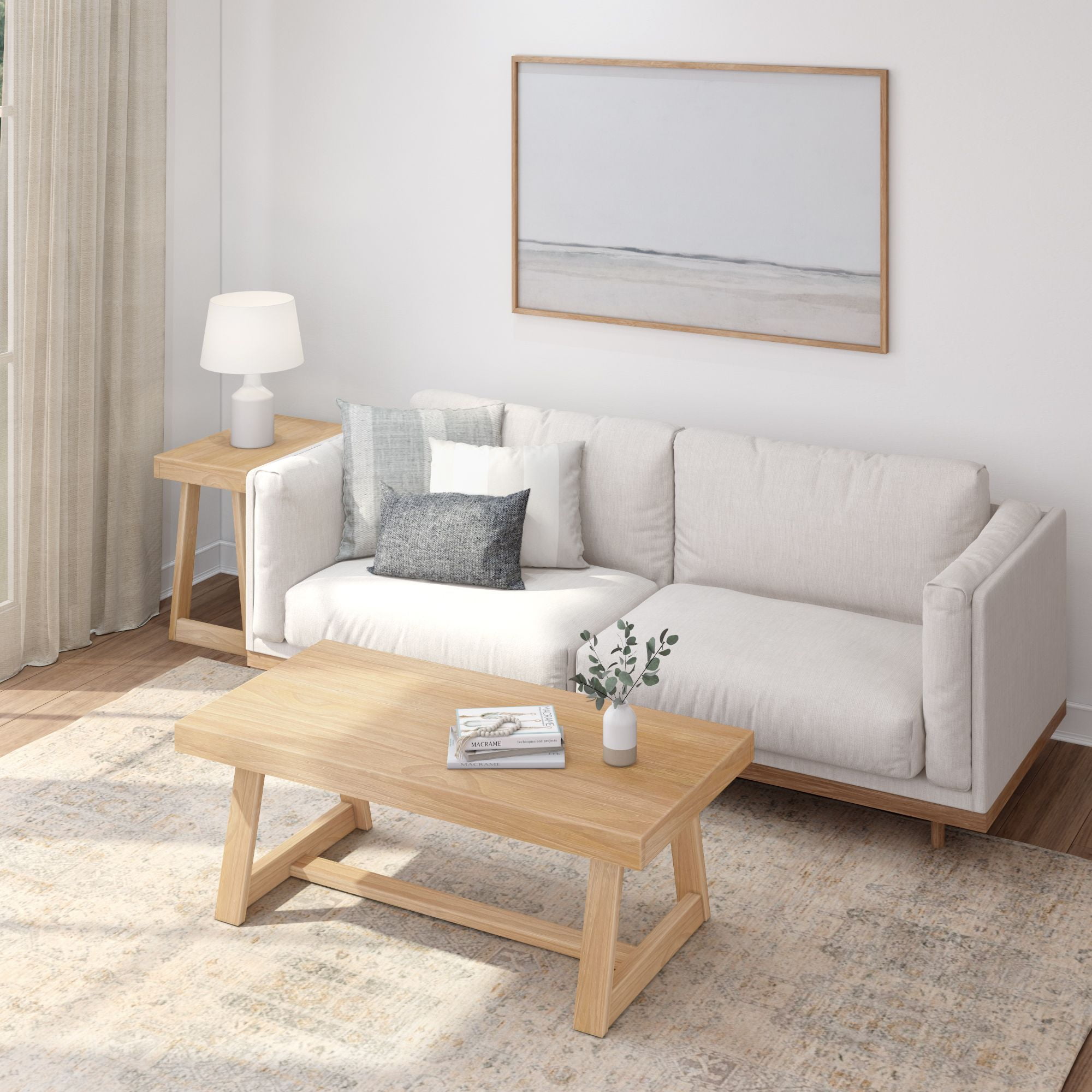 Plank+Beam Solid Wood Classic Rectangular Side Table, 25" Sofa Table for Living Room, End Table