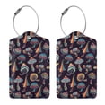thumbnail image 3 of Disketp 2 Pcs Luggage Tag For Suitcase,Colorful Mushrooms In Doodle Style Leather Baggage Tag With Stainless Steel Loop Privacy Cover For Women Men Girls, 3 of 5