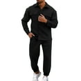 thumbnail image 1 of Uinagy Men's Autumn and Winter Fashion Jacket Button Coat Pants Two-Piece Suit, 1 of 9