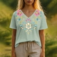 thumbnail image 2 of AVTOIFY Summer Womens Blouses Dressy Casual, Women's Fashion Casual Comfortable Printed Short Sleeved V-Neck T-Shirt Blouse Green M, 2 of 5