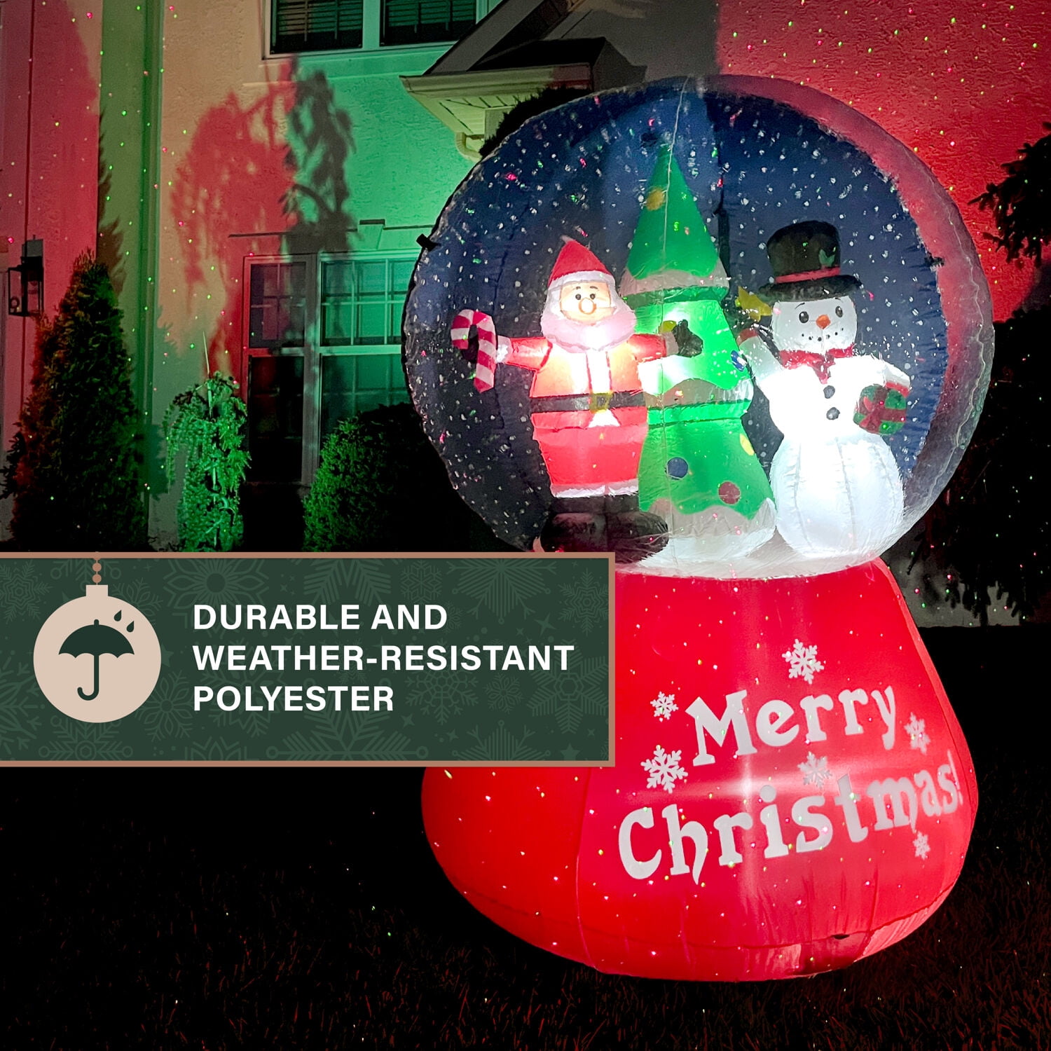 Fraser Hill Farm 6-ft. Tall Prelit Santa and Snowman Snow Globe Inflatable, FHFSNWGLOBE062-L