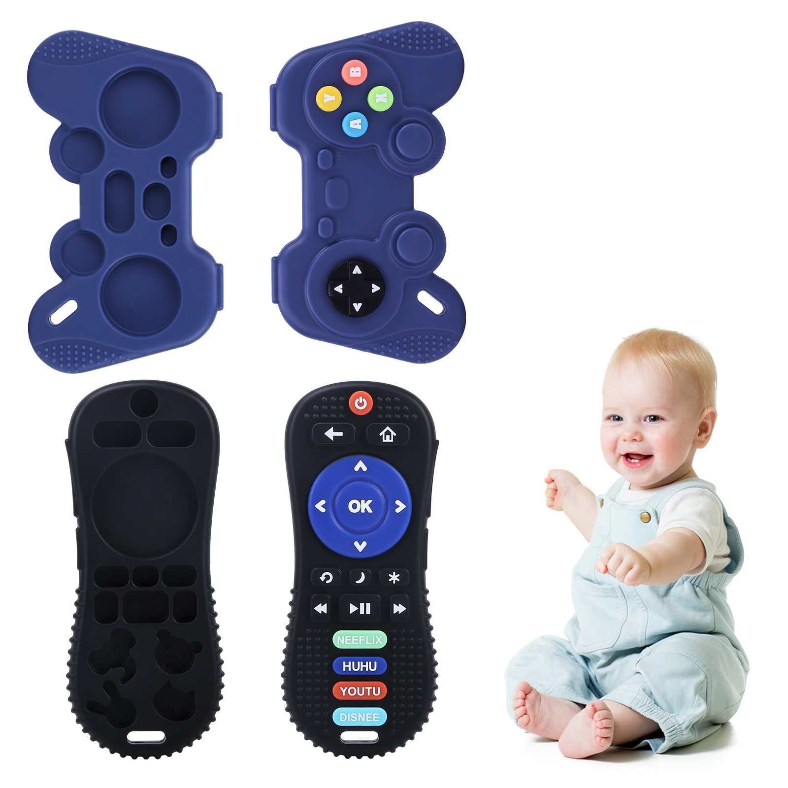 Smasener Silicone Teething Toys, Remote & Game Controller, 2-Piece Set photo 4