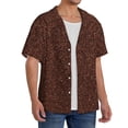 thumbnail image 2 of Honeii Dark Brown Glitter for Men's Short-Sleeved Button-Up Collared Shirt Featuring A Pocket, Perfect for Beach Vacations, And Travel Adventures.-3X-Large, 2 of 5