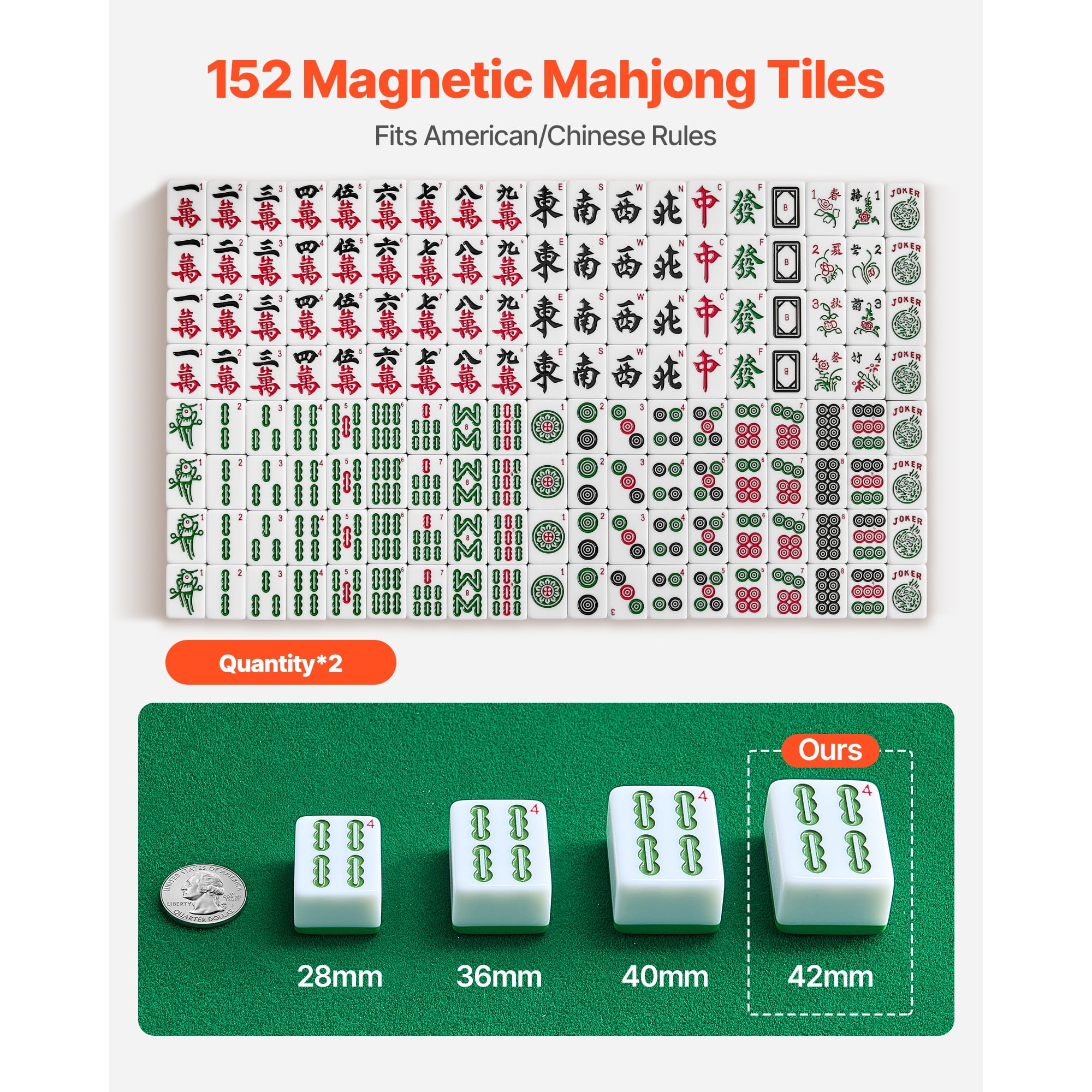 KFFKFF Automatic Mahjong Table with Wheels, Includes 2 Sets of 42 mm Tiles (152 Pieces), Foldable Design with Automatic Shuffling, Ideal for Home Use, Outdoor Activities