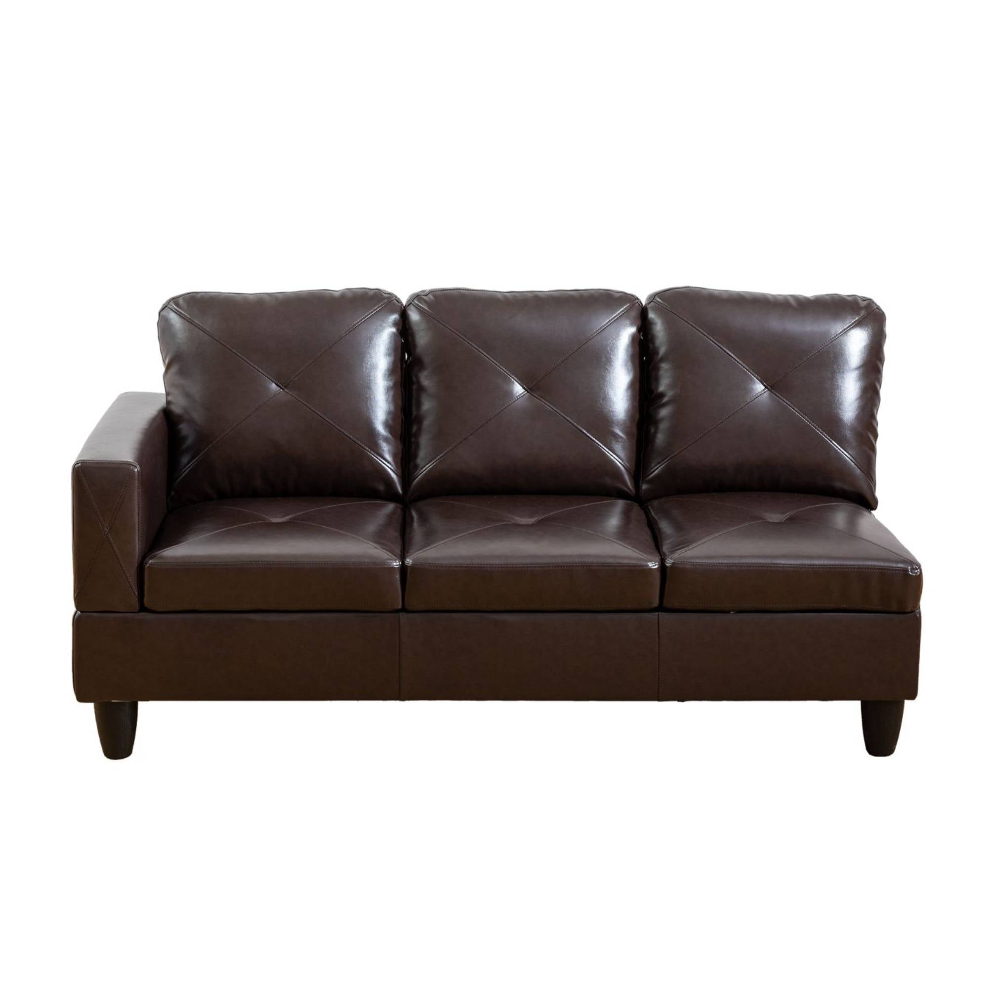 Modern L-Shape Sectional Sofa for Living Room, Modular Leather Sleeper Sofa Couch With Chaise For Bedroom, Brown