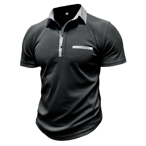 lcziwo Men Big and Tall Golf Shirts Golf Polo Shirts for Men with Pockets Short Sleeve Dry Fit Moisture Wicking 4-Way Stretch Summer Athletic Polo Shirts,Black L