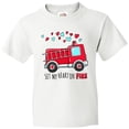 thumbnail image 3 of Inktastic Set My Heart on Fire Valentine Fire Truck with Hearts Youth T-Shirt, 3 of 5