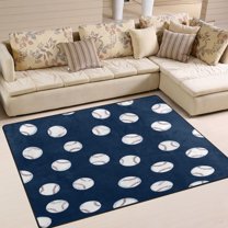 Yayeee Area Rugs for Living Room 5.2'x4' Non Slip Washable Bedroom Floor Carpet, Navy Blue Baseball Pattern